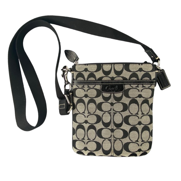 Coach Handbags - COACH EUC vintage monogram black & gray crossbody square bag